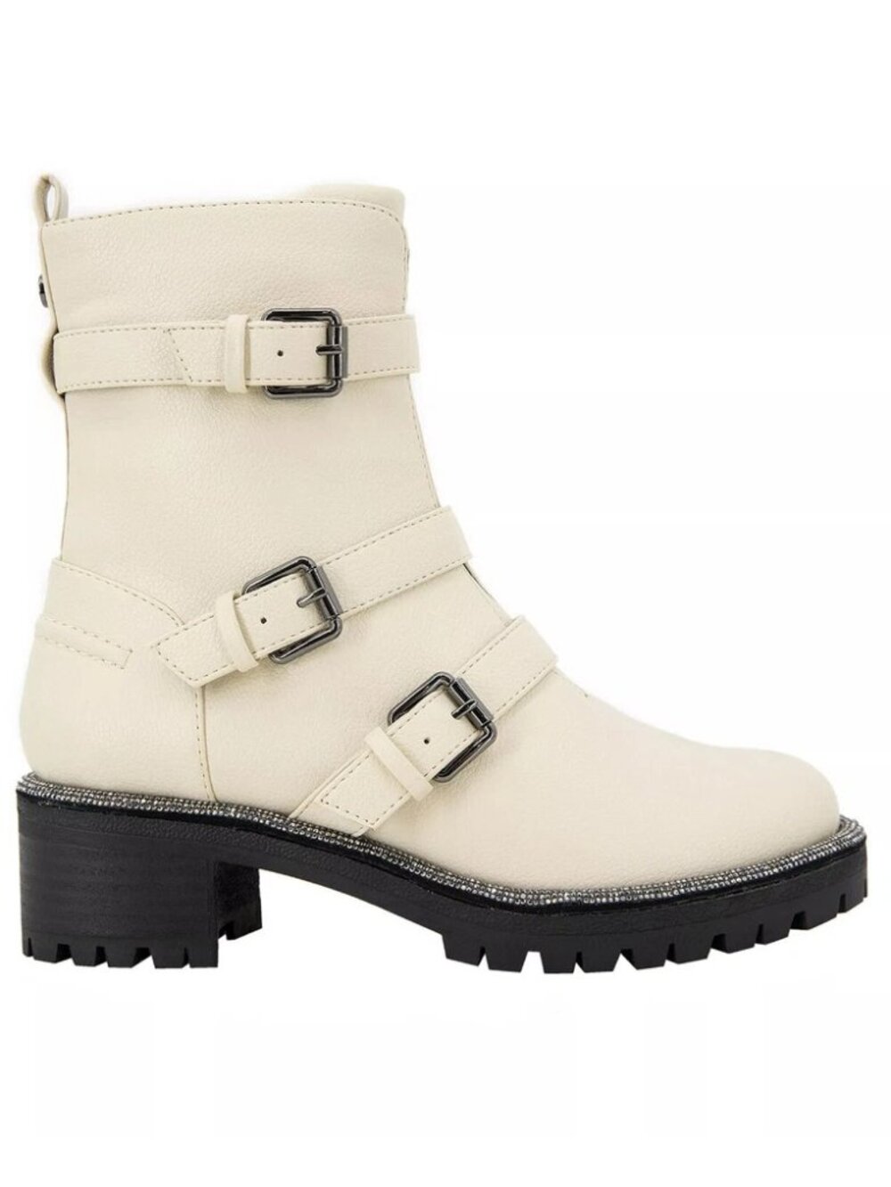 Kenneth Cole Reaction Womes Tate Biker Jewel Boot Ecru Size 5US - Picture 2 of 6